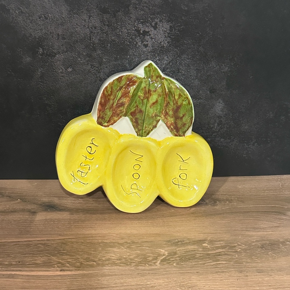 Vintage Pottery Lemon Spoon Rest or Wall Decor